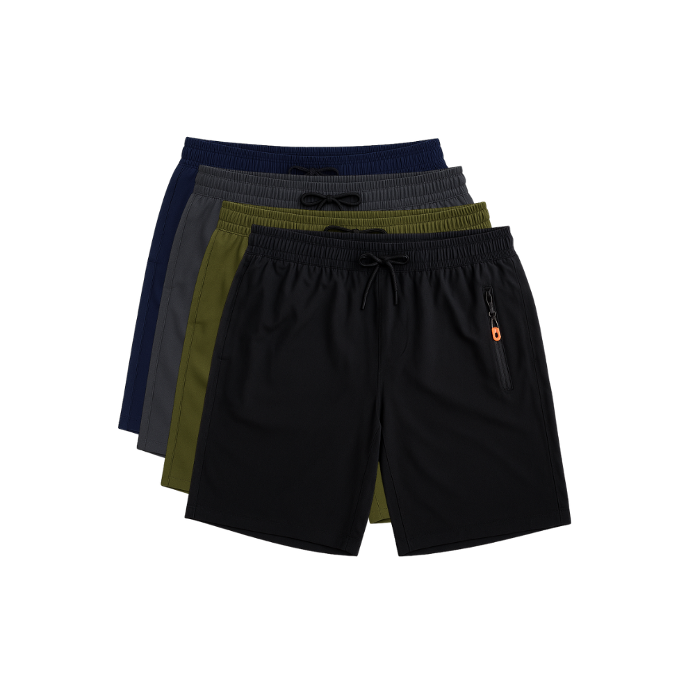 Kit 4 Bermudas DryFit Premium Evolut Performance - Secagem rápida, Bolso com Zíper e Ajuste Anatômico | FRETE GRÁTIS